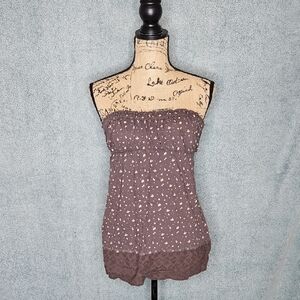 Heritage 1981 Brown Polka Dot Strapless Top